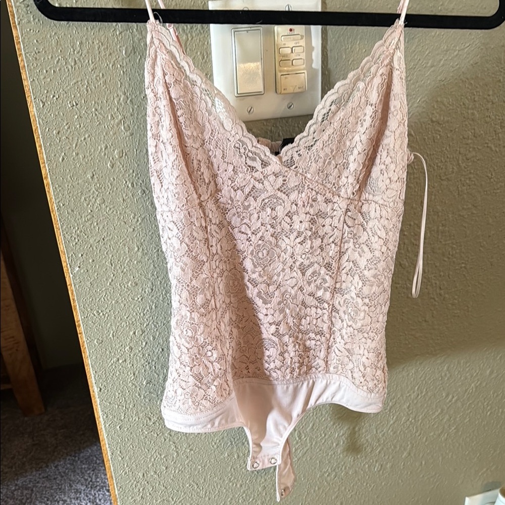 Express Pink Lace Bustier Bodysuit